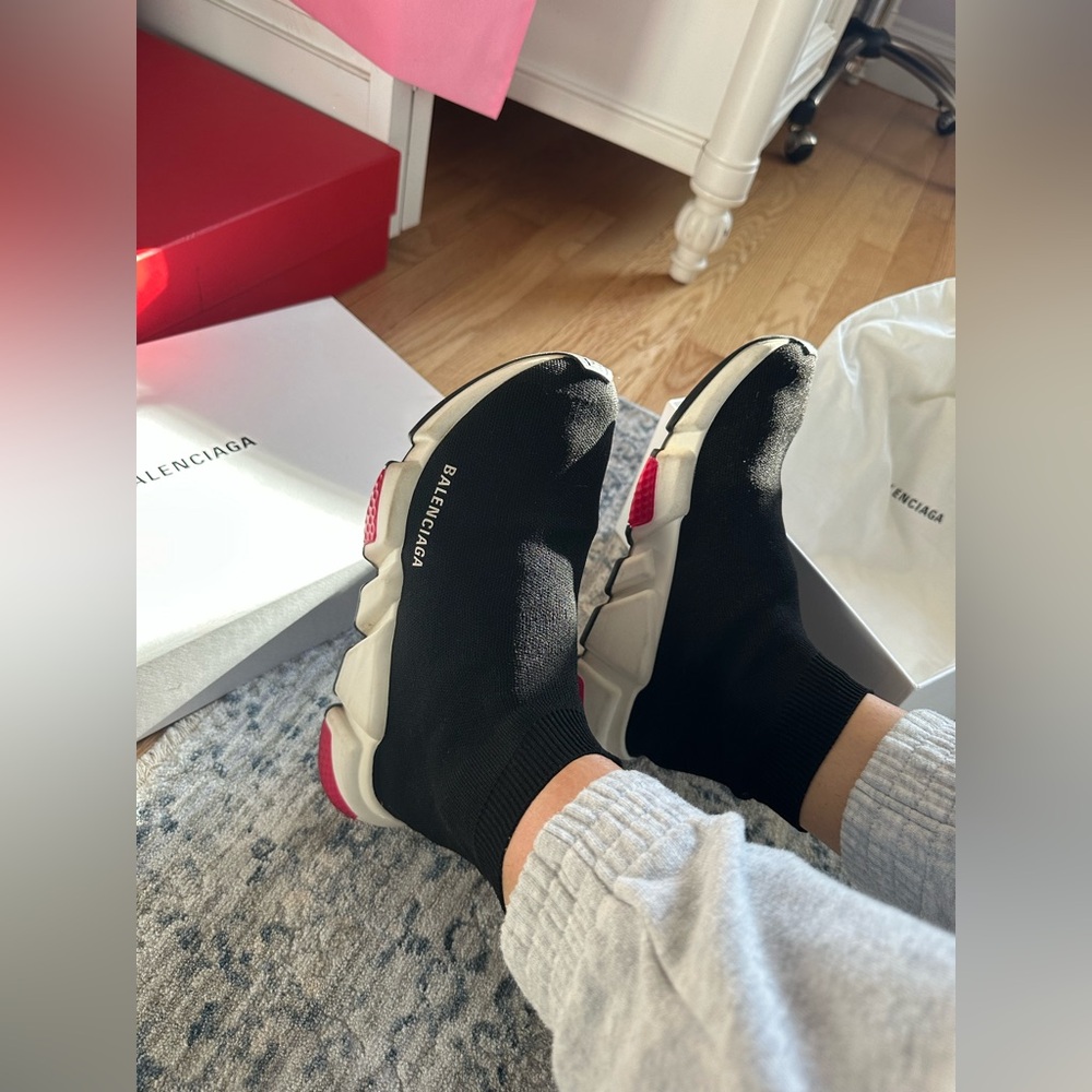 Balenciaga speed shoes. Size 38 EU. (Size 7.5 US) Black white and pink.